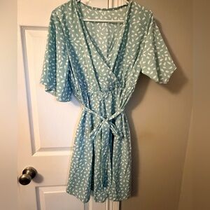 SHEIN Light Blue Patterned Midi Dress